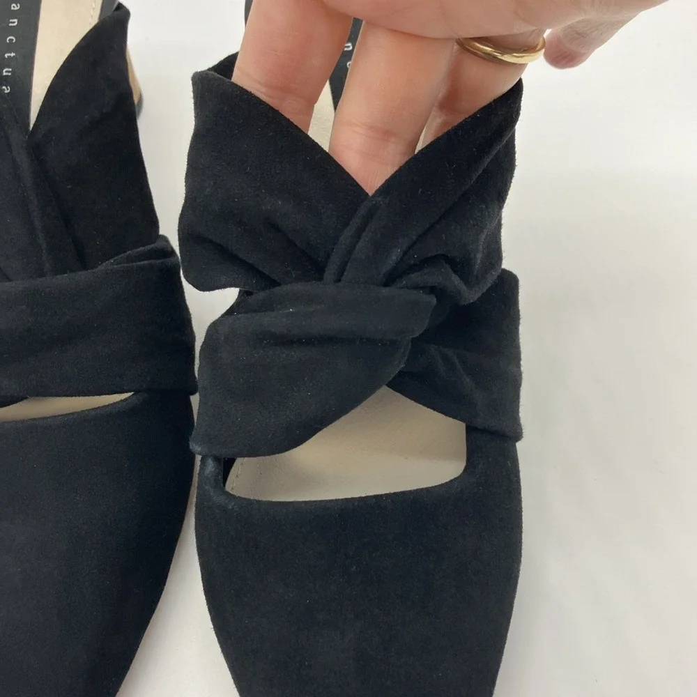 Sanctuary Sunset 2.0 Black Suede‎ Mule Wooden Block Heel Shoes 6M Luxury